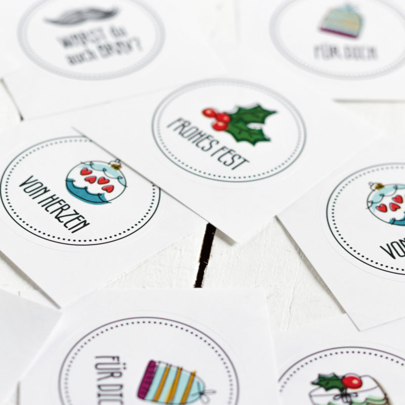 Sticker Weihnachten bunter Mix Details Kleine Papeterie