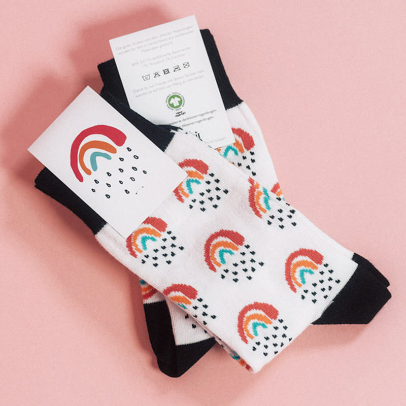 Socken Kleiner Regenbogen aus Bio-Baumwolle und GOTS zertifiziert