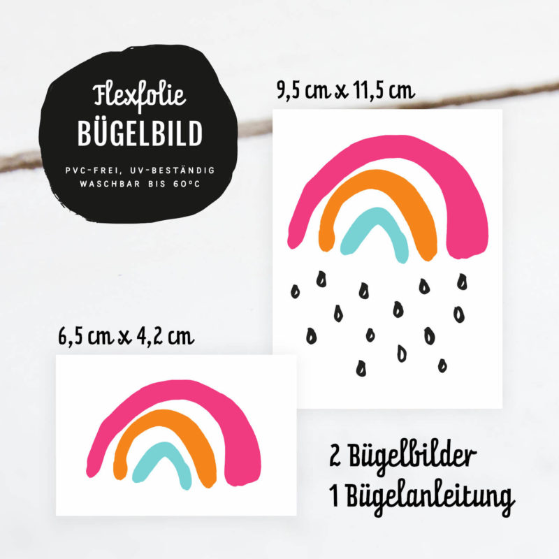 Lieferumfang Bügelbild Set Kleiner Regenbogen mit zwei Motiven