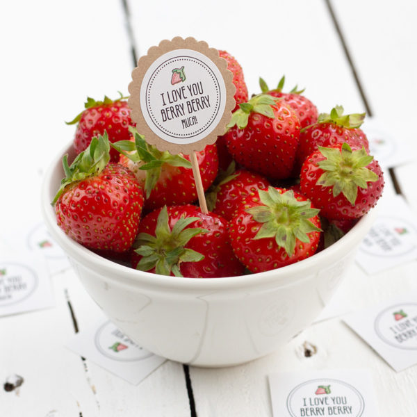 Obststicker I love you berry berry much Erdbeere Kleine Papeterie