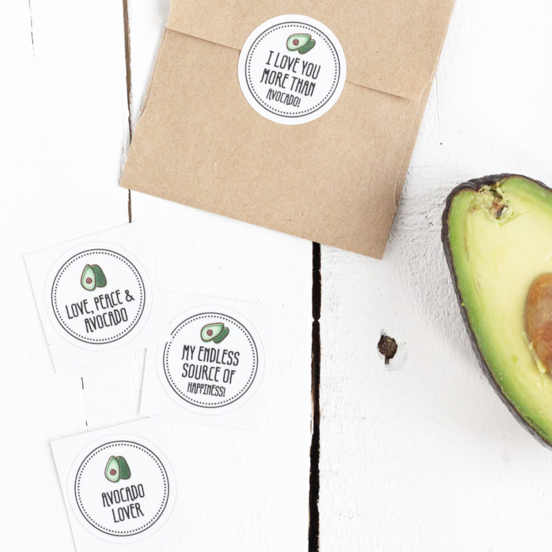 Obststicker Love Peace Avocado Details Kleine Papeterie