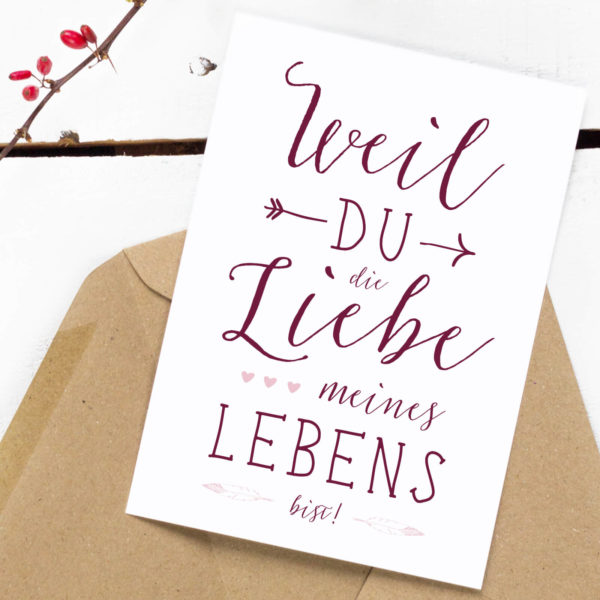 Postkarte im Boho-Look Liebe meines Lebens von Kleine Papeterie