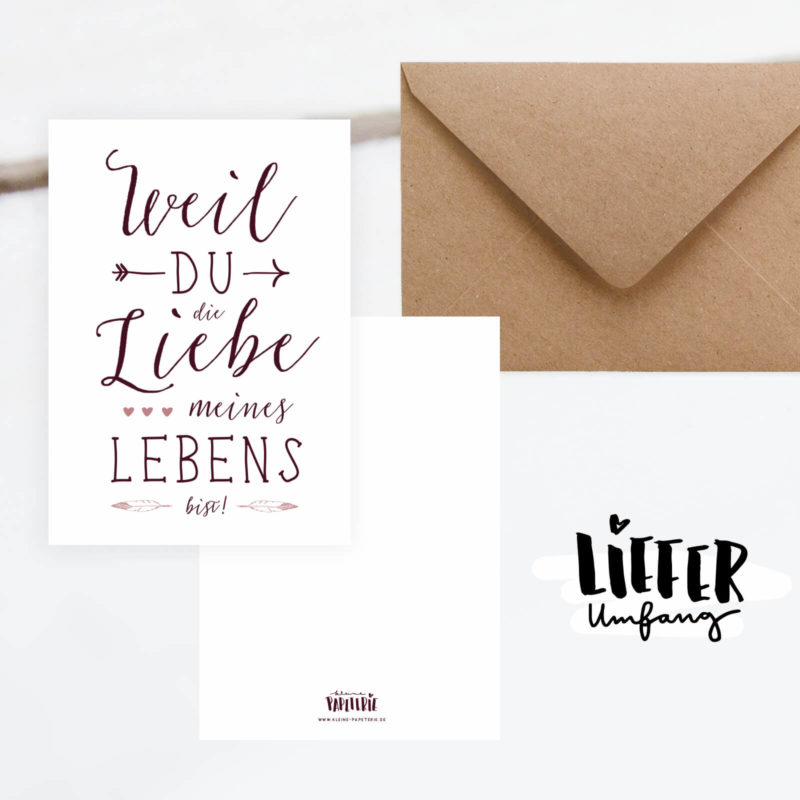 Postkarte im Boho-Look Liebe meines Lebens Lieferumfang von Kleine Papeterie