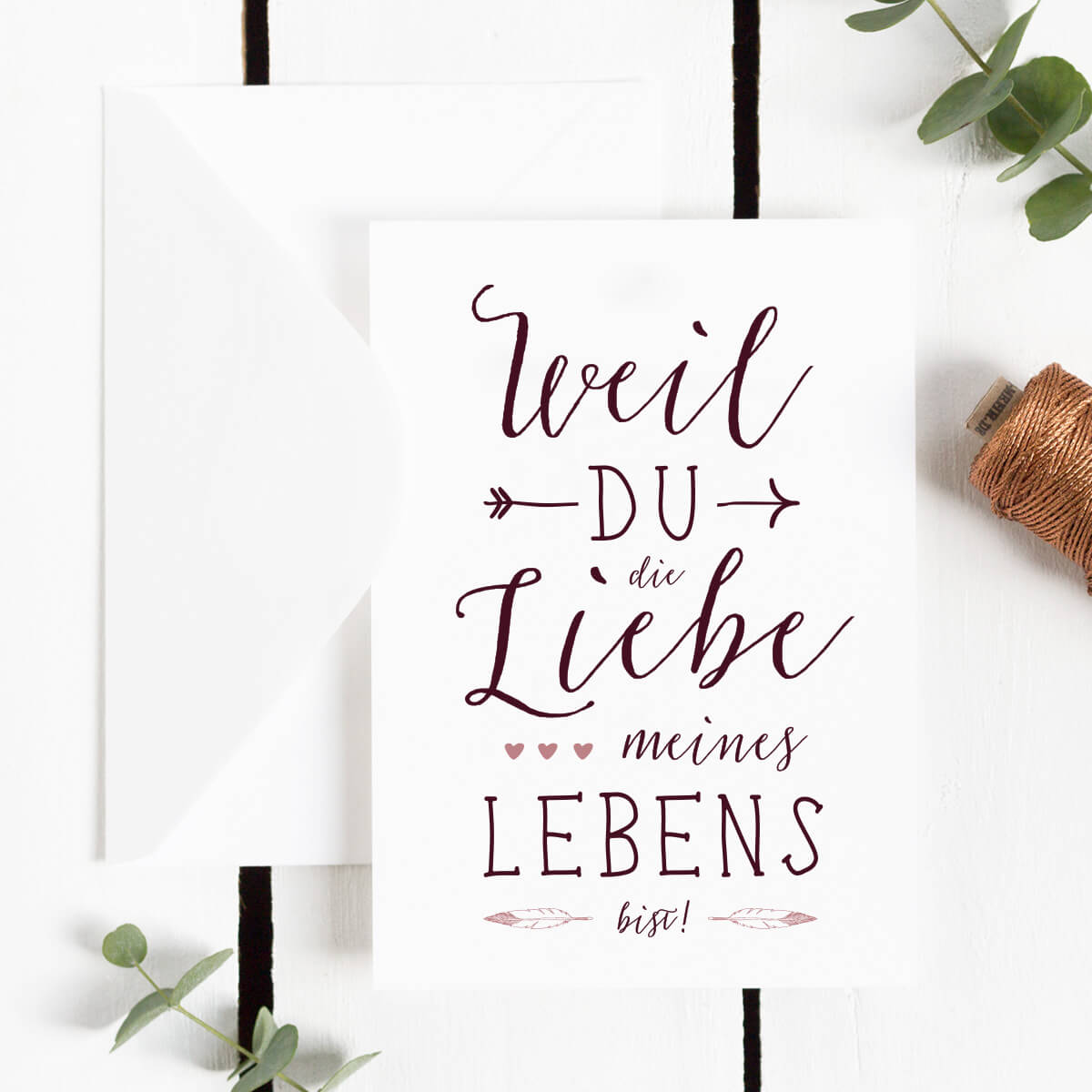 Freebie Postkarte Boho Love Weil du die Liebe meines Lebens bist