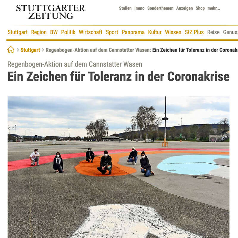 Stuttgarter Zeitung Regenbogen-Aktion auf dem Cannstatter Wasen 