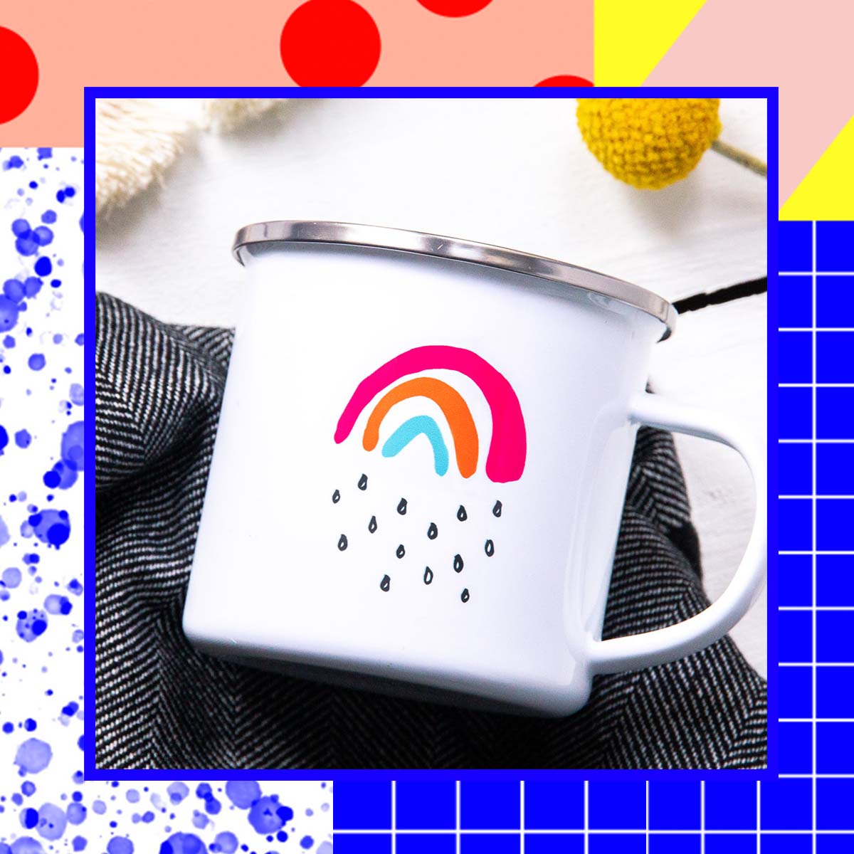 Emaille Tasse Kleiner Regenbogen