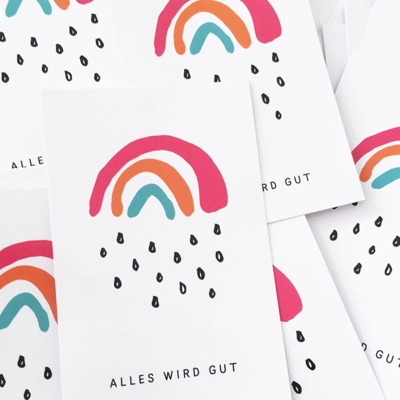 Die kultigen "Alles wird gut" Sticker aus Stuttgart mit dem Motiv Kleiner Regenbogen