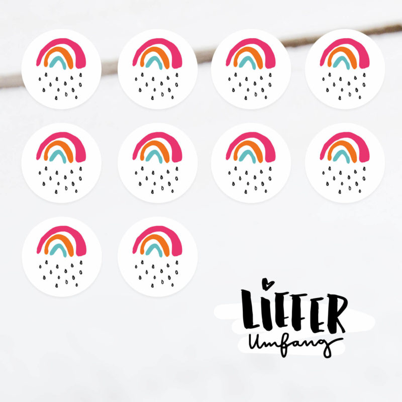 Lieferumfang Sticker mit dem Motiv Kleiner Regenbogen aus Haftpapier