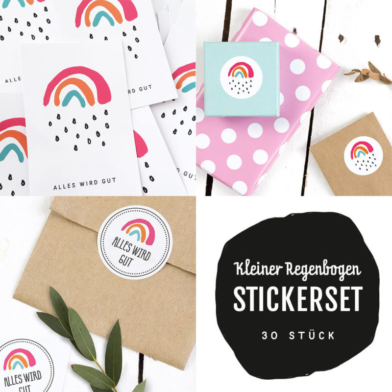 Sticker Set mit dem kultigen Regenbogen-Motiv Kleiner Regenbogen mit 3 unterschiedlichen Sticker Varianten