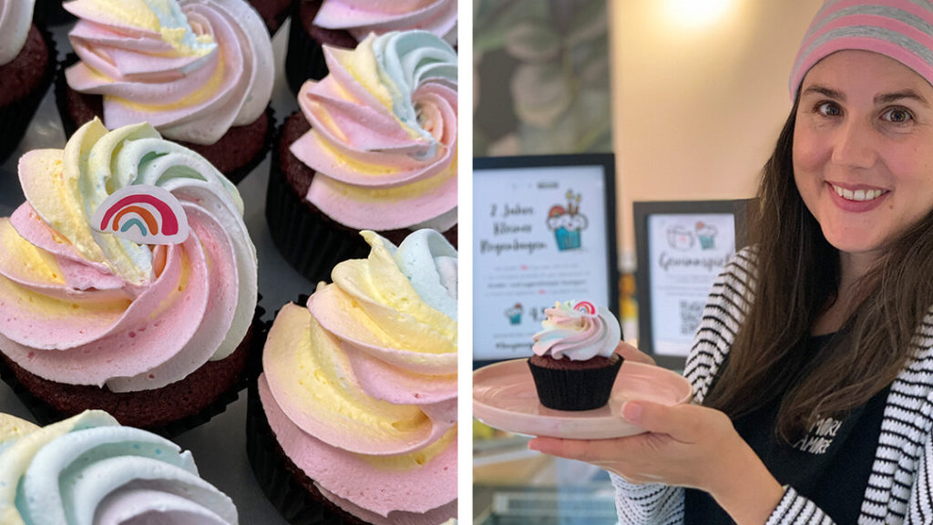 2 Jahre Kleiner Regenbogen. Gefiert wird mit Regenbogen-Cupcakes und einer Spendenaktion für das Kinder- und Jugendhospiz Stuttgart.