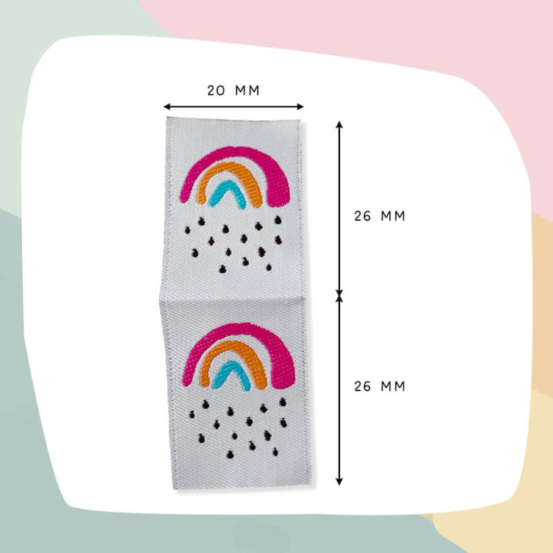 Format der Webetiketten Kleiner Regenbogen mit Mittelfalz