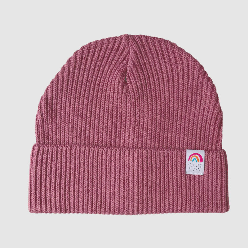 Fisherman Beanie Kleiner Regenbogen altrosa