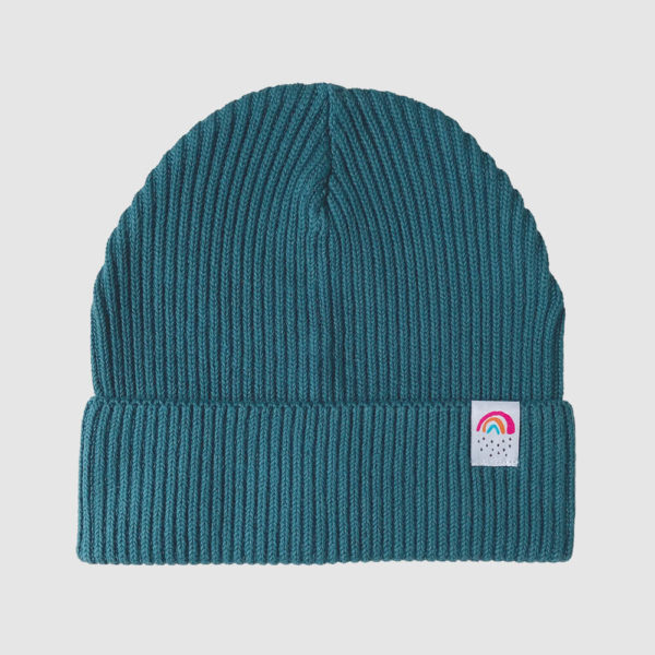 Fisherman Beanie Kleiner Regenbogen petrol