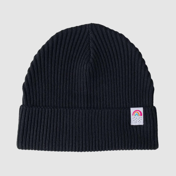 Fisherman Beanie Kleiner Regenbogen schwarz